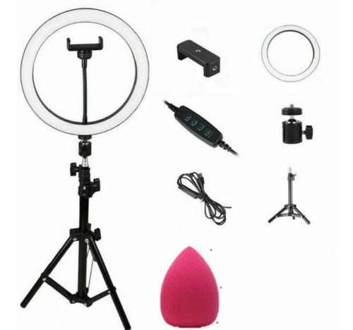 Iluminador Ring Ligth Anel Luz 26cm Tripé 1.60 Led Fotos Ma