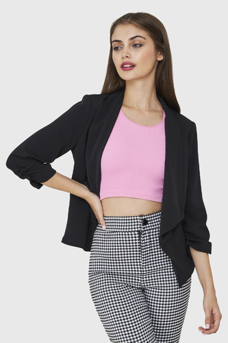 Blazer Mangas 3/4 Solapa Negro Nicopoly