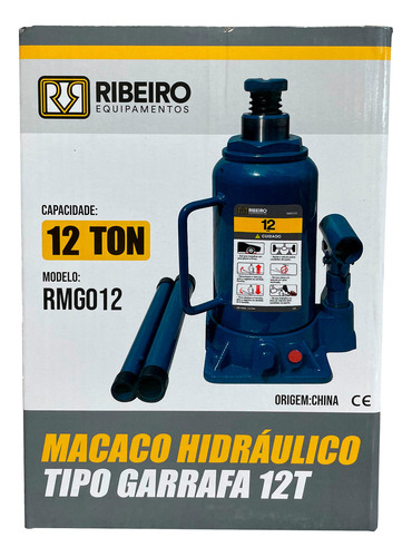 Macaco Garrafa Hidráulico 12 Toneladas Azul - Ribeiro