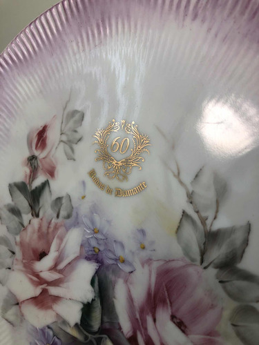 Prato Pintado À Mão Bodas De Diamante 60 Anos 21cm