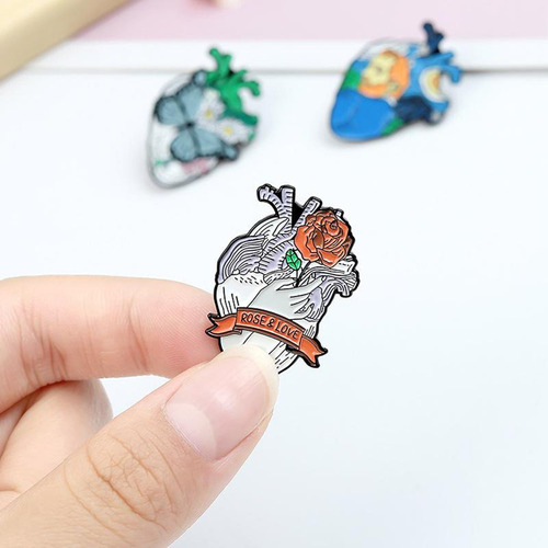 . 5 Piezas Órgano Corazón Esmalte Pines Broche Insignia