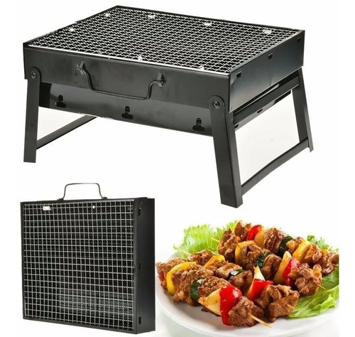 Asador Portátil Plegable Acero Inoxidable 35 X 27 .5 Cm Color Negro