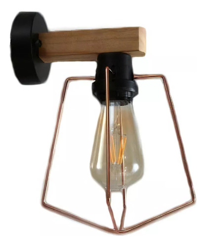 Luminaria De Parede Retro Triangulo 18cm Bronze Com Lampada