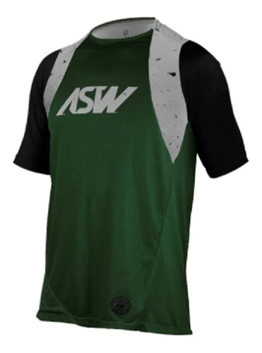 Camisa Ciclismo Bike Asw Ride Ground Verde Preto