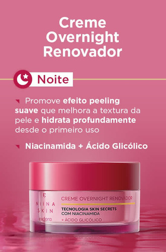 Imagem 3 de 5 de Kit Niina Skin: Sérum Facial 30ml + Creme Overnight 45g