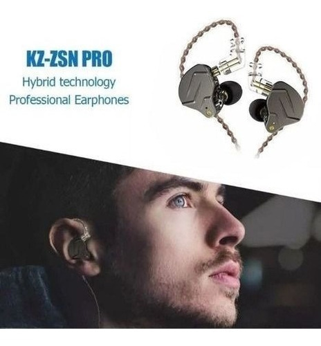 Auriculares Kz Zsn Pro Intra sin micrófono, color negro sin micrófono