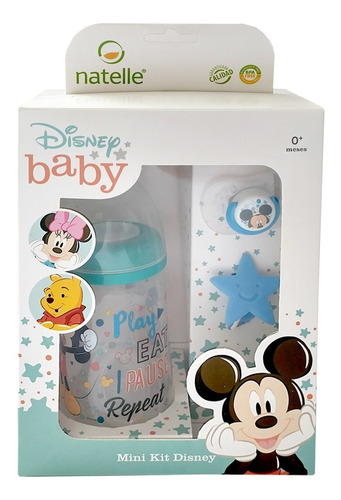 Imagen 2 de 4 de Kit De Regalo Mamadera, Chupete Y Portachupete Mickey Minnie