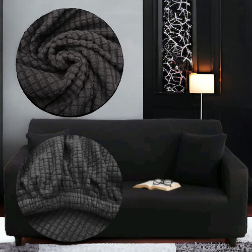 Funda De Sofá Elástico De Cuadros 6 Colores 140x230cm Color Negro Cuadriculado