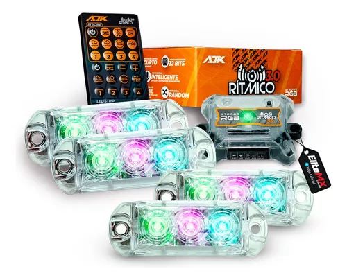 8 Strobo Automotivo Carro Ajk 8 Faróis Rgb Com Controle Novo