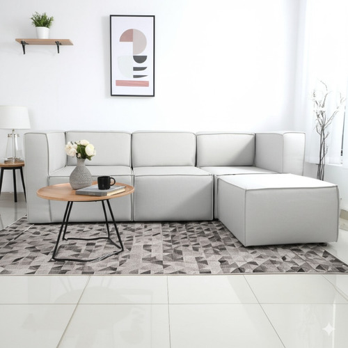 Sillon Sofa Modular Isla En Tela Lavable O Repele Liquidos Beige