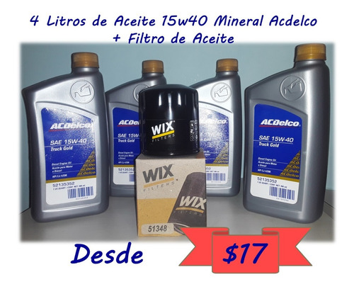 Combo Cambio De Aceite De Motor 20w50 15w40