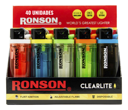 Caja Ronson Clearlite Transparente Piedra Pack X40