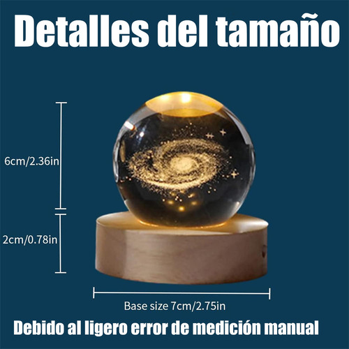 2 Luces Nocturnas Led Bolas De Cristal 3d Luna De Escritorio