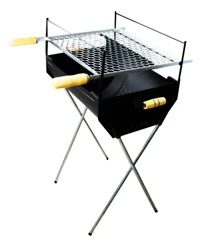 Churrasqueira Grande Portátil Carvão Aço Grelha 50x40x96 Cor Preto