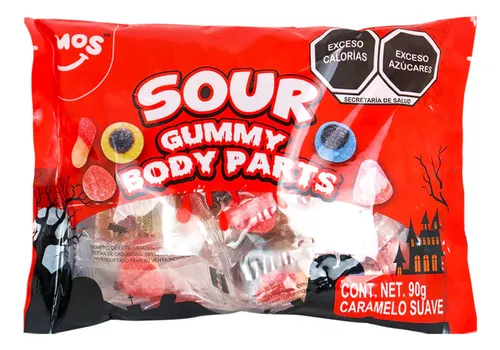 comprar Gomitas Agrias Partes Cuerpo Halloween Sour Gummy Body Parts