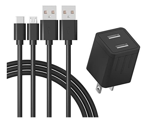 Cargador Rápido De 2 A Con Cable Micro Usb Y Tipo C