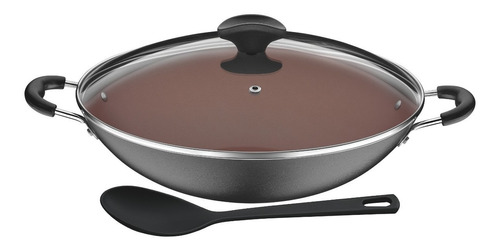 Wok Teflonado Con Tapa De Vidrio 32cm Vermont - Tramontina