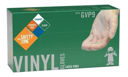 Guantes descartables Safety Zone GVP9-1 color transparente talle G de vinilo en pack de 10 x 100 unidades