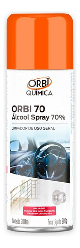 Álcool Spray 70° Antisséptico E Higienizador 300ml 209g Orbi Fragrância Etílico