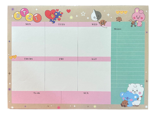 Planner Agenda Bts Bt21 Planificador Semanal 60 Hojas