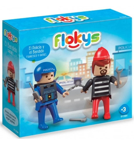 Imagen 2 de 5 de Juego Flokys Policía Bandido Muñecos Rasti Con Accesorios
