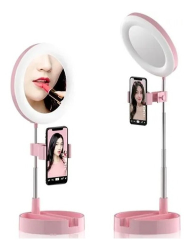 Aro De Luz 16cm Espejo De Maquillaje + Soporte Celular