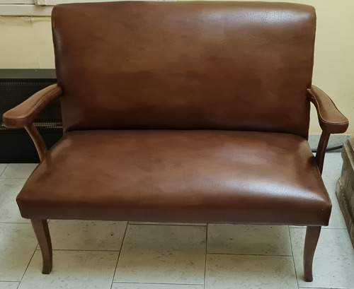 Sillon 2 Cuerpos Vintage Retro Escandinavo Cuero Impecable