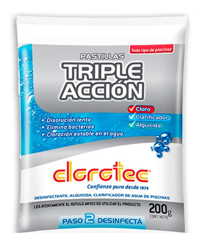 Imagen 2 de 9 de Pastillas De Cloro Triple Accion Por 5 Unidades Clorotec