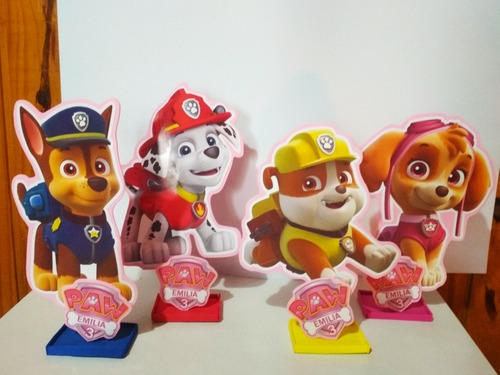 X4 Centros De Mesa Patrulla Canina Paw Patrol Papel Goma Eva