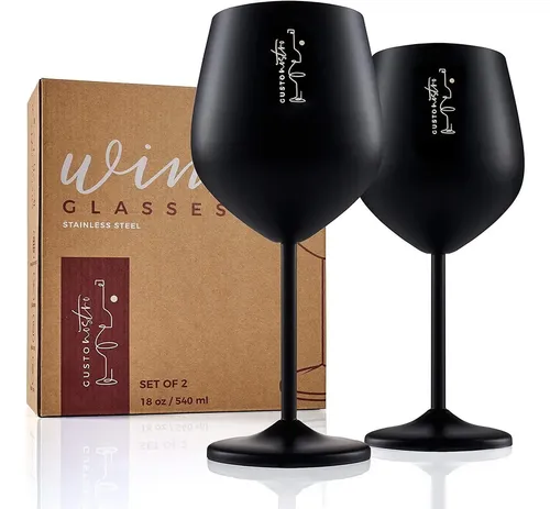 Copas Color Negro Copas De Vino De Acero Inoxidable Con Tallo, 18oz, Irrompibl Color ...