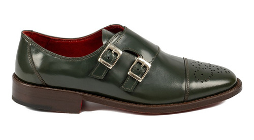 Zapato Monk De Mujer Cuero Verde Doble Hebilla Mc Shoes 6