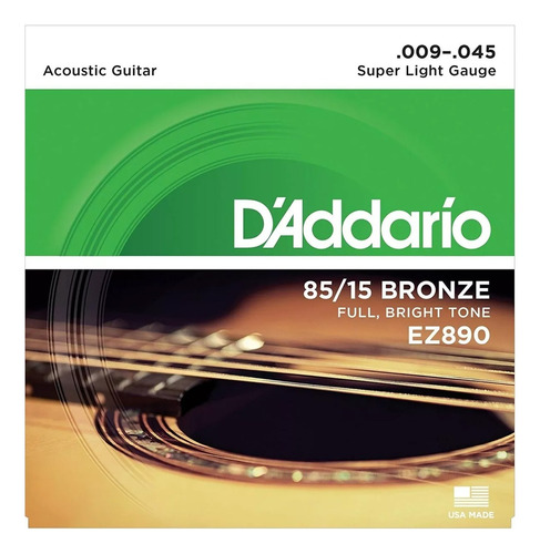 Encordado Cuerdas Guitarra Acustica Daddario Ez890 09/45 Usa