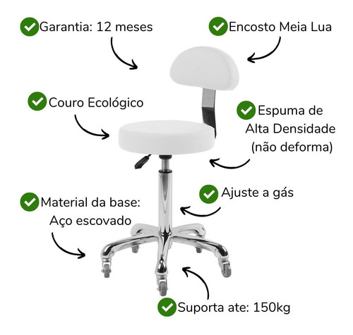 Imagem 2 de 5 de Mocho Para Estética New Standard Estek - Preto E Branco