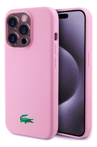 Lacoste Protector Para iPhone 15 Pro Pink Magsafe