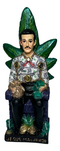 Imagen Figura Jesus Malverde Dolares Sentado De Resina Chico