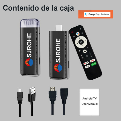 Sjrohe Internet Streaming Tv Strick Android 13.0 4+32gb 8k Tv Box 4k Con Google Assistant Full Hd Tv Android Tv Game Box Tv Stick Para Google Store Magis Netflix Usb Bluetooth Cable Hdmi