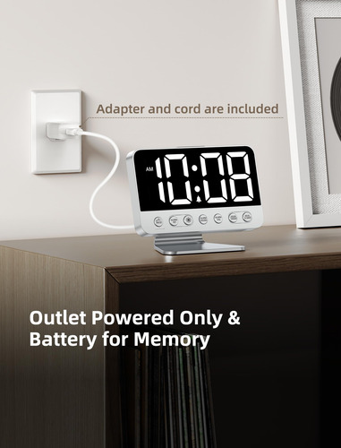 Reloj Despertador Digital Gran Número Con Luz Y 5 Alarmas