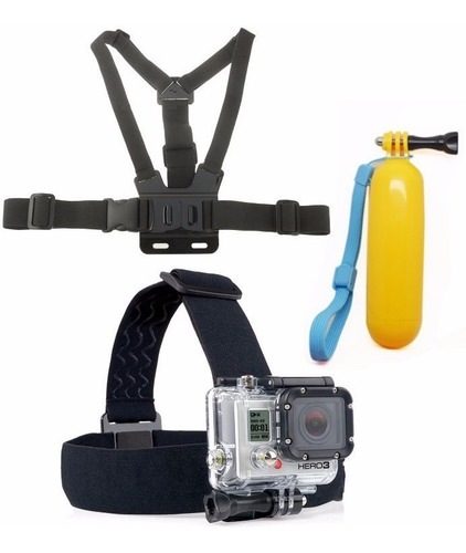 Kit Suporte Peito + Suporte Cabeça + Bastão Flutuante Gopro