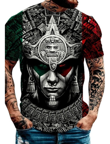 Camisetas De Tatuaje De Guerrero Azteca Con Estampado