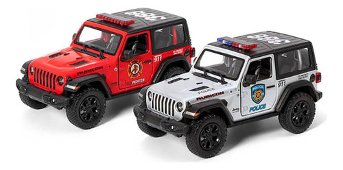 Kinsmart Jeep Wrangler Fire Police Edition 5 1:34 Modelo De