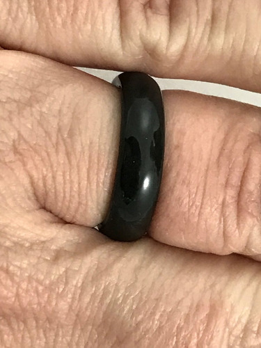 Imagem 4 de 4 de Anel Jade Preto Unissex 5 Milímetros Largura Nº 16