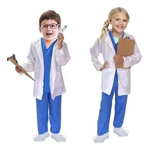 Disfraz Doctor Doctora Niños Bata + Scrubs Talla 2 4 6 8 10