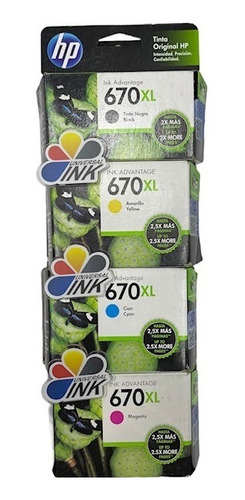 Cartuchos Hp Kit X4 670xl N-c-m-y Originales