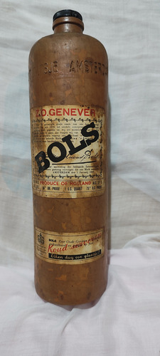 Antigua Botella De Barro De Ginebra Bols Alemana.