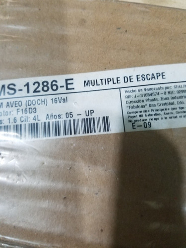 Empacadura Múltiple  De Escape, Aveo, 1.6, Ms-1286e.