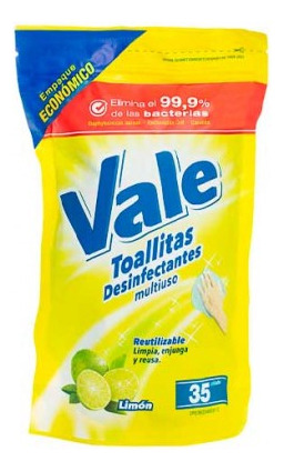 Toallitas Multiuso Reusable Vale Limon 35 Und Por Paquete