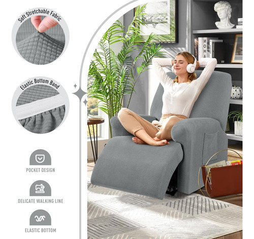 Funda Reclinable Taococo Para Sofá Elástica De 4 Piezas