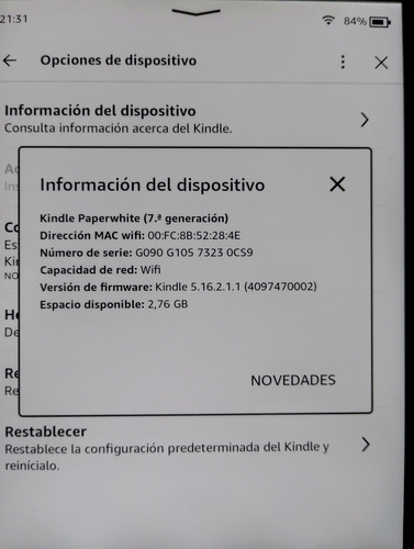 E Book Kindle Paperwhite 7 G + Funda Magnética Rojo (Usado)