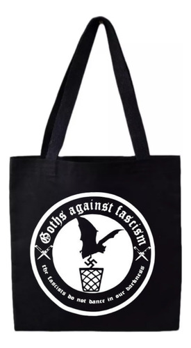 Ecobag Goth Against Fascism - Algodão Cru - Preto 35x35cm