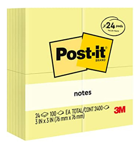 Notas Adhesivas  Notas Post-it, 3x3 Pulgadas, 24 Blocs, Amar